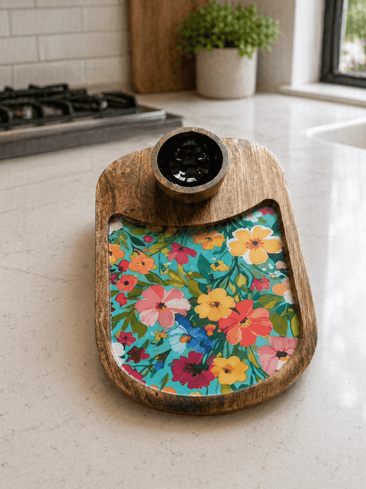 Single Bowl Platter Oval Multicolour Flower