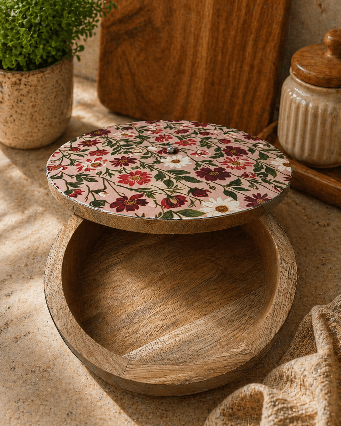 Wooden Chapati Box Pink