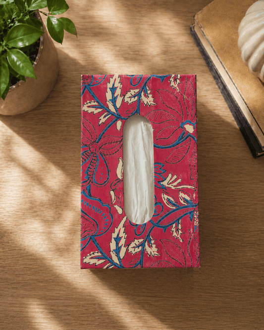 Fabric Tissue Box Red