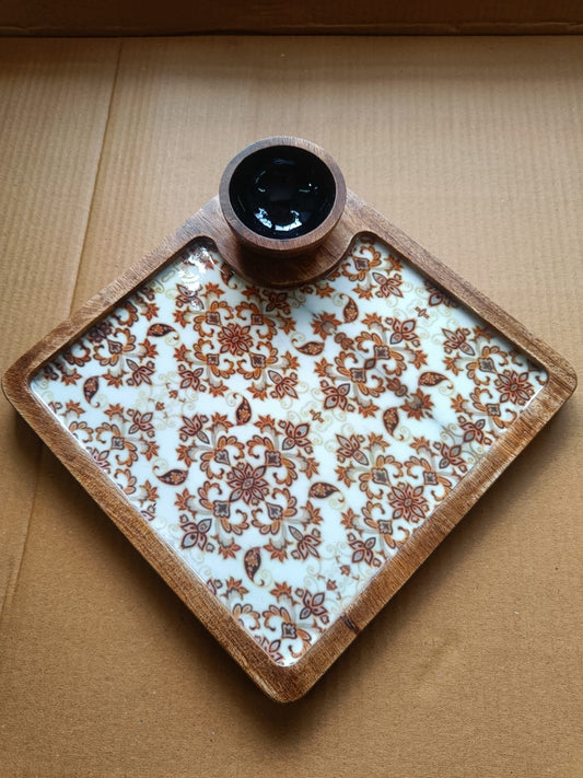 White Colour Golden Pattern Square