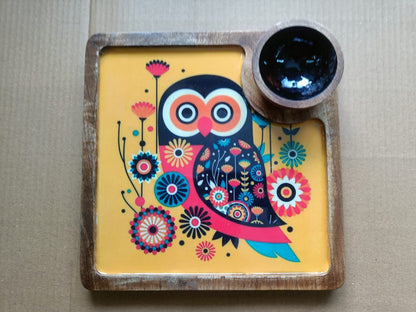 Yellow Colour Owl Pattern Square