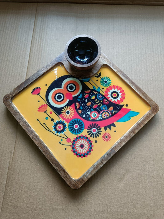 Yellow Colour Owl Pattern Square
